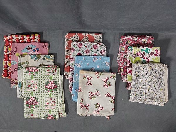 Lot 212: 11 Vintage Feedsacks-Novelty Prints