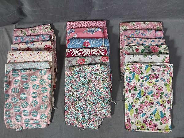Lot 224: 18 Vintage Feedsacks-Pink Florals