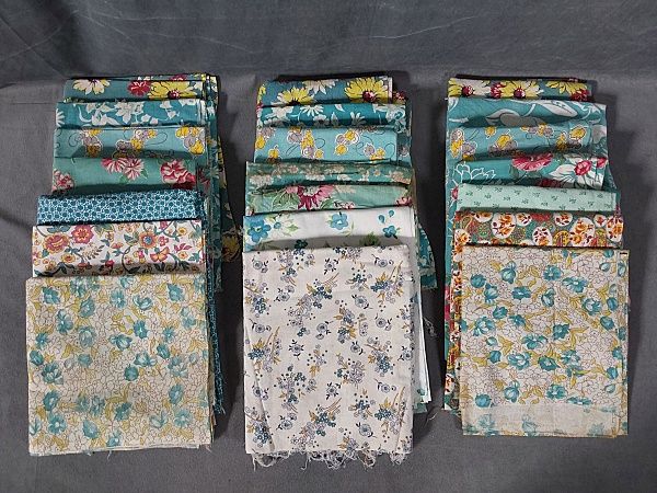 Lot 228: 21 Vintage Feedsacks-Aqua and Turquoise