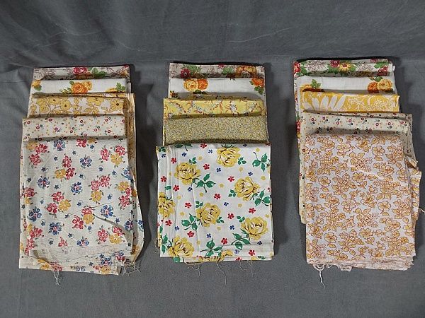 Lot 229: 15 Vintage Feedsacks- Yellows
