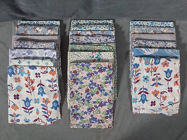 Lot 231: 20 Vintage Feedsacks-Aqua and Blue Floral