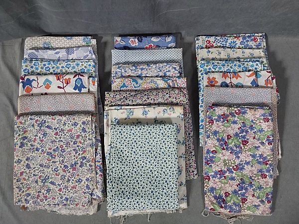 Lot 233: 19 Vintage Feedsacks-Blue Florals