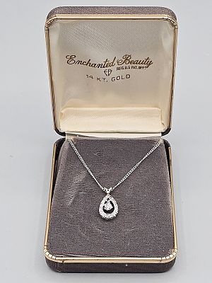 Vintage 14K Diamond Necklace. The lot includes a 17'' long 14K white gold fine chain with a