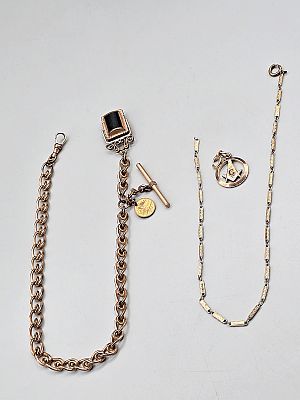2,19th Century Gold Filled Watch Chains. The lot includes a pair of late 19th century gold