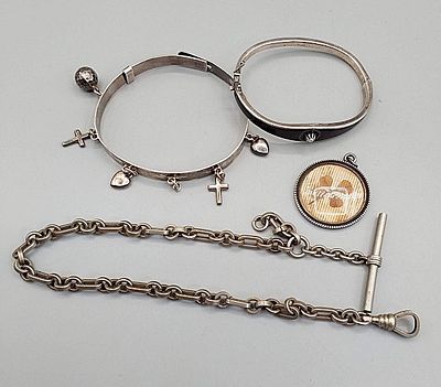 Group of 19th Century Sterling Jewelry and More. Group of 19th Century Sterling Jewelry and