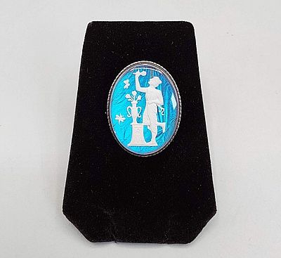 Antique 1920s Sterling Reverse Carved Brooch. The lot includes an antique 1.33'' x .97''