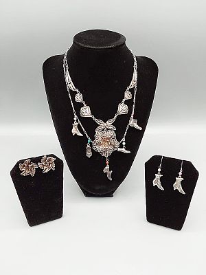 Pair of Sterling Necklace and Earring Sets. The lot include two sterling necklace and earring