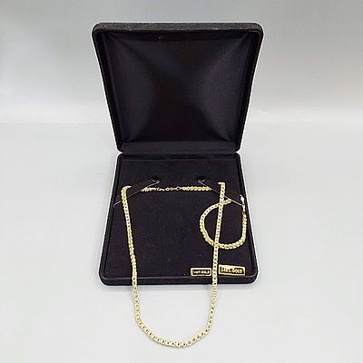 14K Necklace and Bracelet. Marked 14K 20" modified Box Chain necklace with matching 7" bracelet