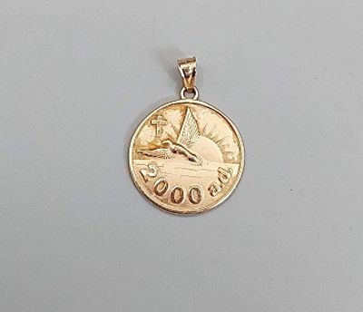 14K Millennium Y2K Pendant. Marked 14K Millennium Y2K pendant with Hope and Peace motto and