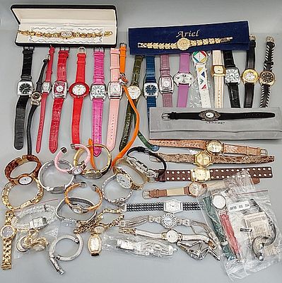 47 Quartz Driven Watches. An assortment of 47 quartz driven fashion watches to include Vienna