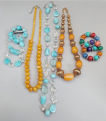 R.J. Graziano Jewelry. A grouping of R.J. Graziano necklaces and bracelets an adjustable 32”