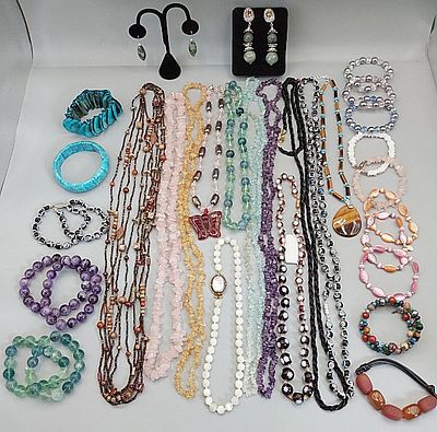 Stone Jewelry Grouping. An assorted grouping of jewelry with stone, cultured pearl and other