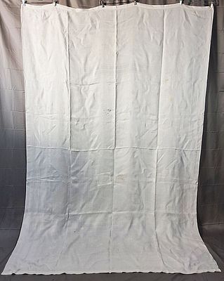Vintage White Floral Damask Linen Tablecloth. The vintage white tablecloth is 104"x 68" and it 