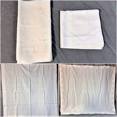 Pair of Vintage White Linen Tablecloths with Hemstitching. There is a white linen tablecloth 