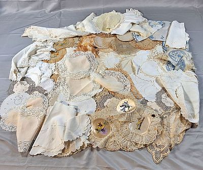 Group of Vintage and Antique Doilies, Coasters, and More. There are about 180 antique and 