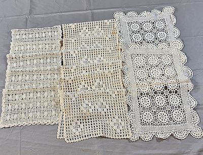 3 Sets of Vintage Crochet Lace Placemats. There are 3 sets of crochet lace and filet lace 