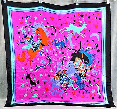 Yves Saint Laurent Silk Scarf. This is a vibrant silk scarf by Yves Saint Laurent. In fuchsia 