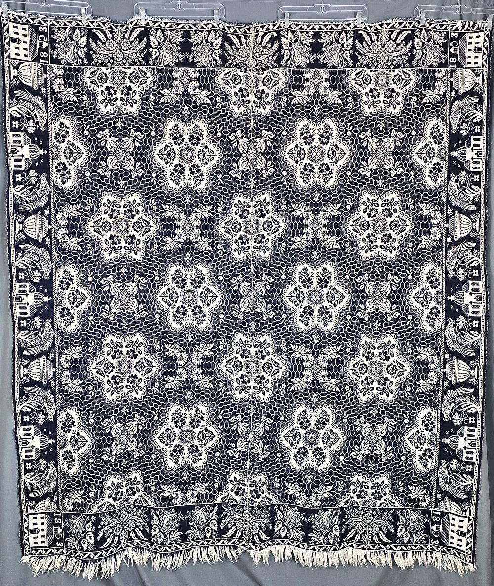 Lot 174: Antique 1853 Figured and Fancy Coverlet - Craig Family, IN