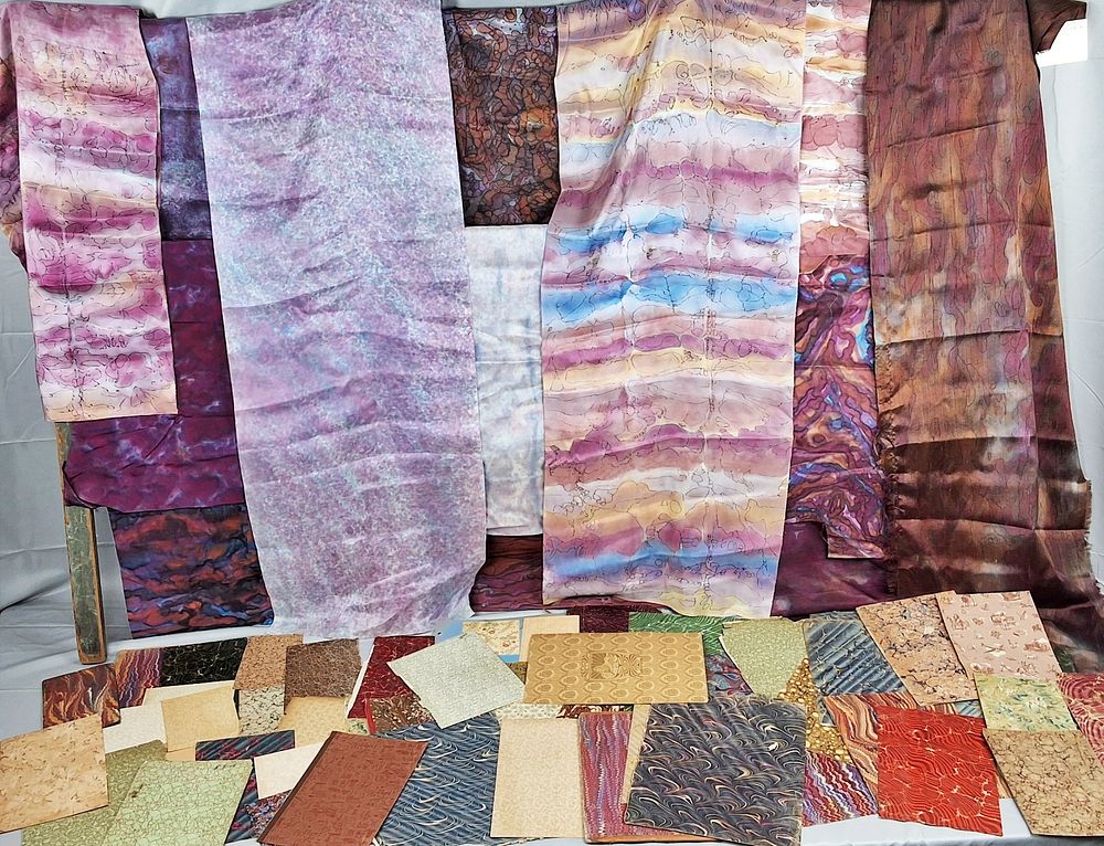 Lot 199: Group of Vintage Silk and Paper Marbled Samples