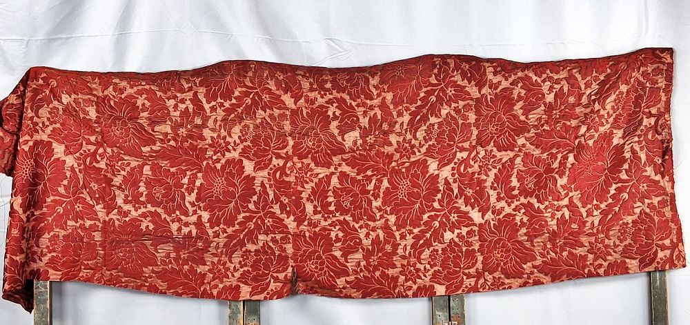 Lot 208: Red Damask Upholstery Fragment