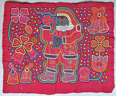 Guna Mola Panel Depicting Santa Claus. Panama (Guna Yala), circa 1970s-1980s14.5 &times; 18 inchesA 