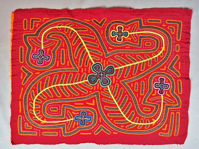 Guna Mola Panel with Abstract Floral Maze Design. Panama (Guna Yala), circa 1970s13.5 &times; 17.5 