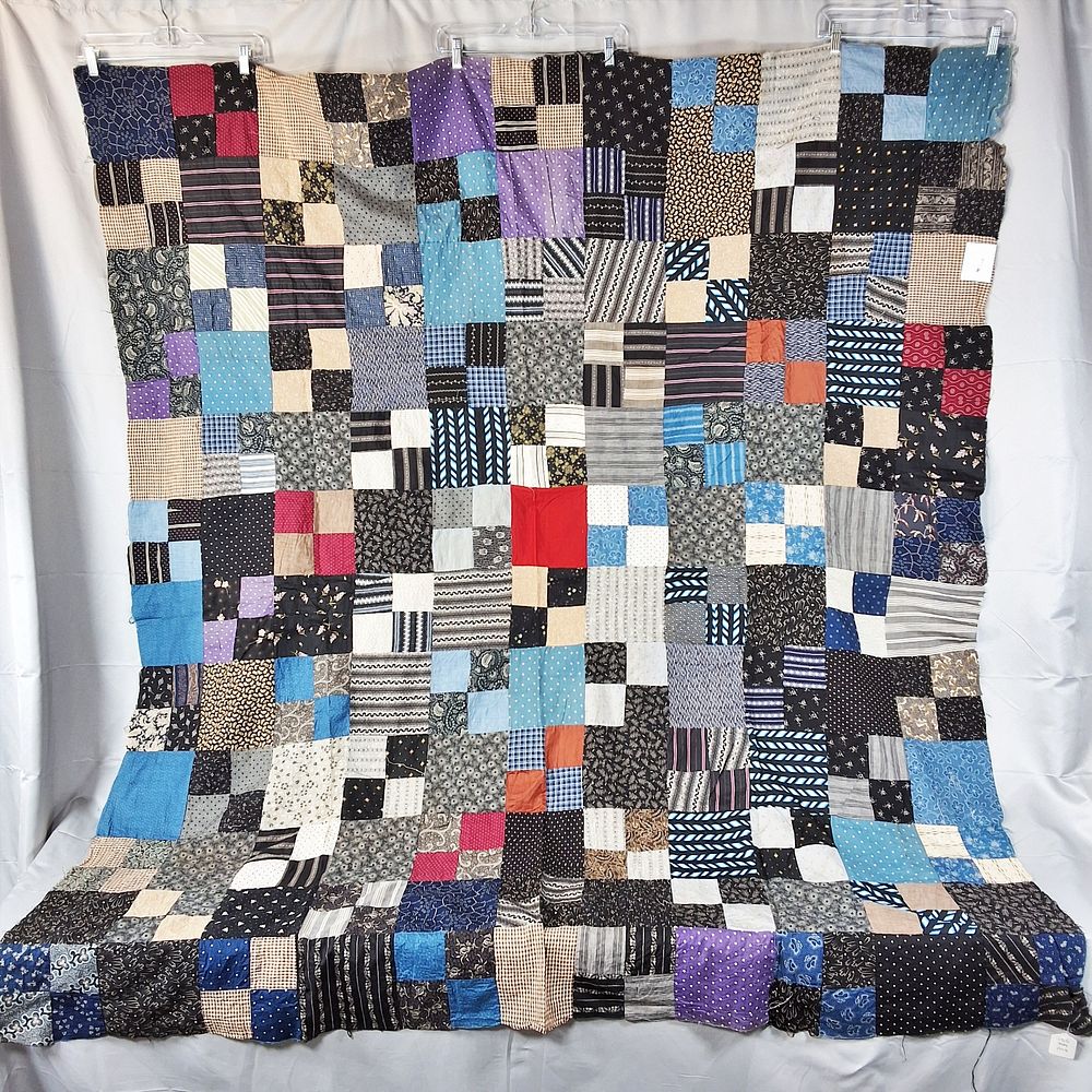 Lot 155: Antique c1890 4 Patch Quilt Top