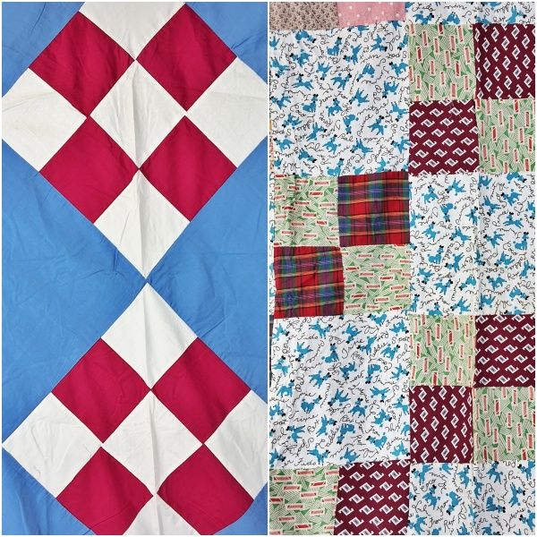 Lot 161: 2 Vintage c1950/60s Quilt Tops