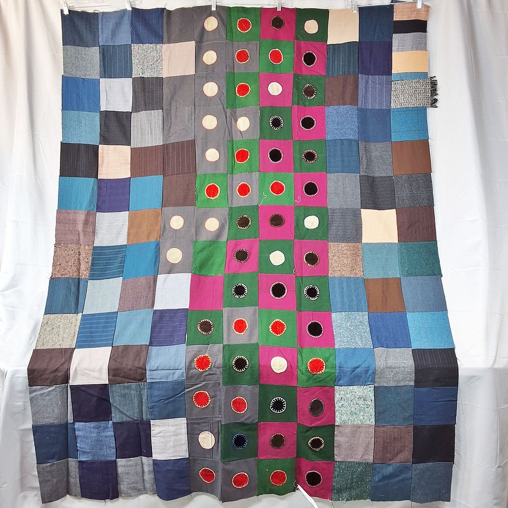 Lot 162: Antique c1920 Wool Sample Quilt Top
