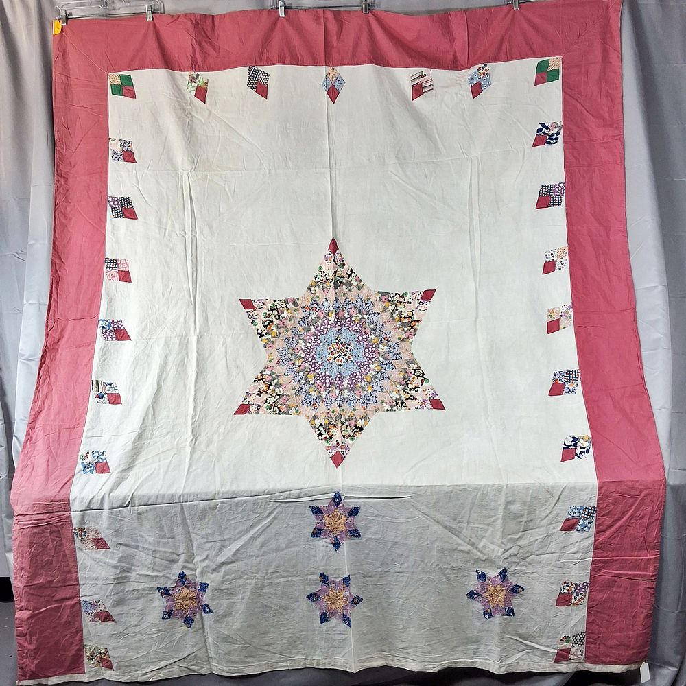Lot 163: Vintage c1940 Floating Diamonds Quilt Top