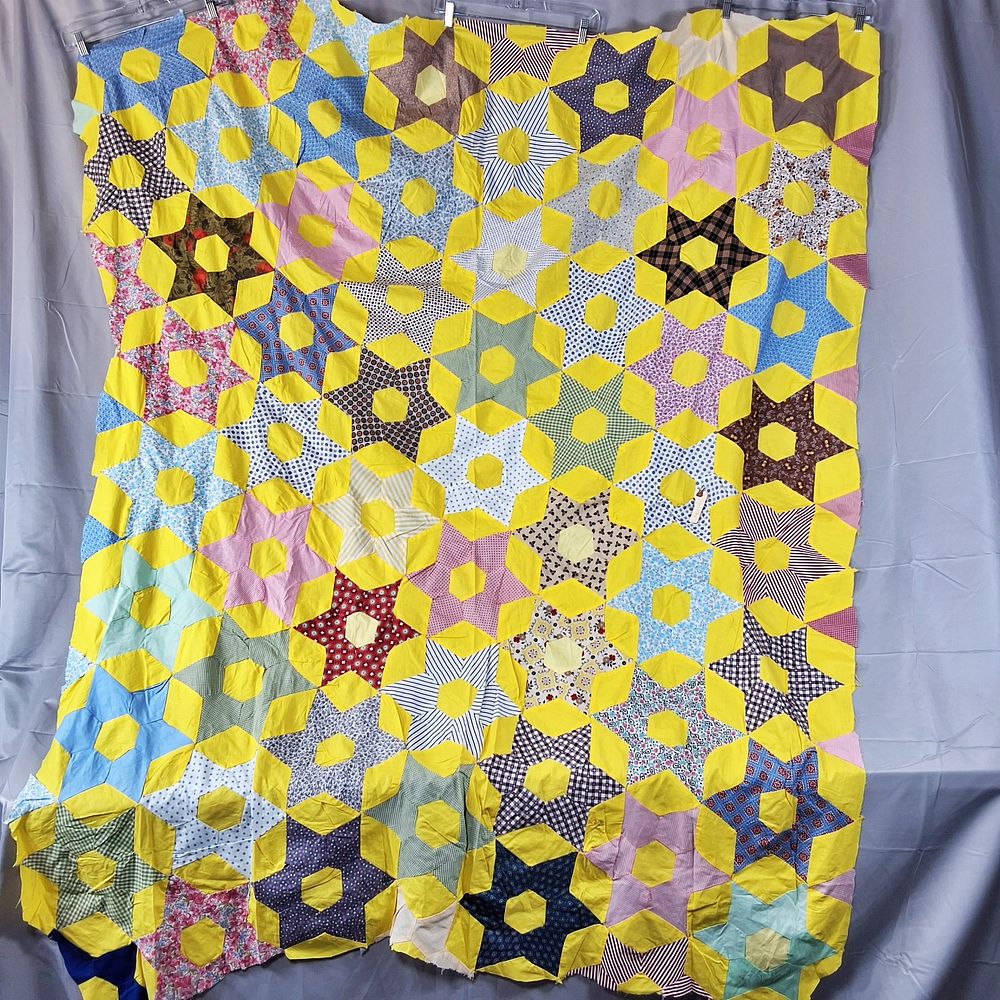 Lot 164: Vintage c1950 Texas Star Quilt Top