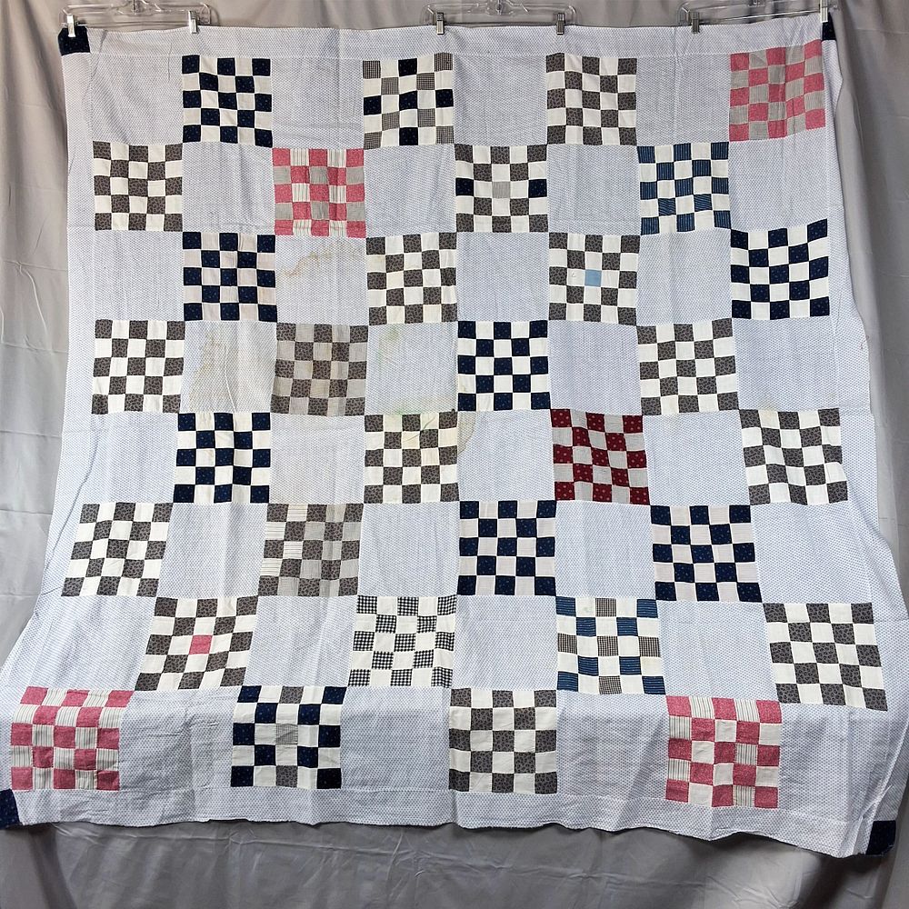 Lot 172: Antique c1920 25 Patch Quilt Top
