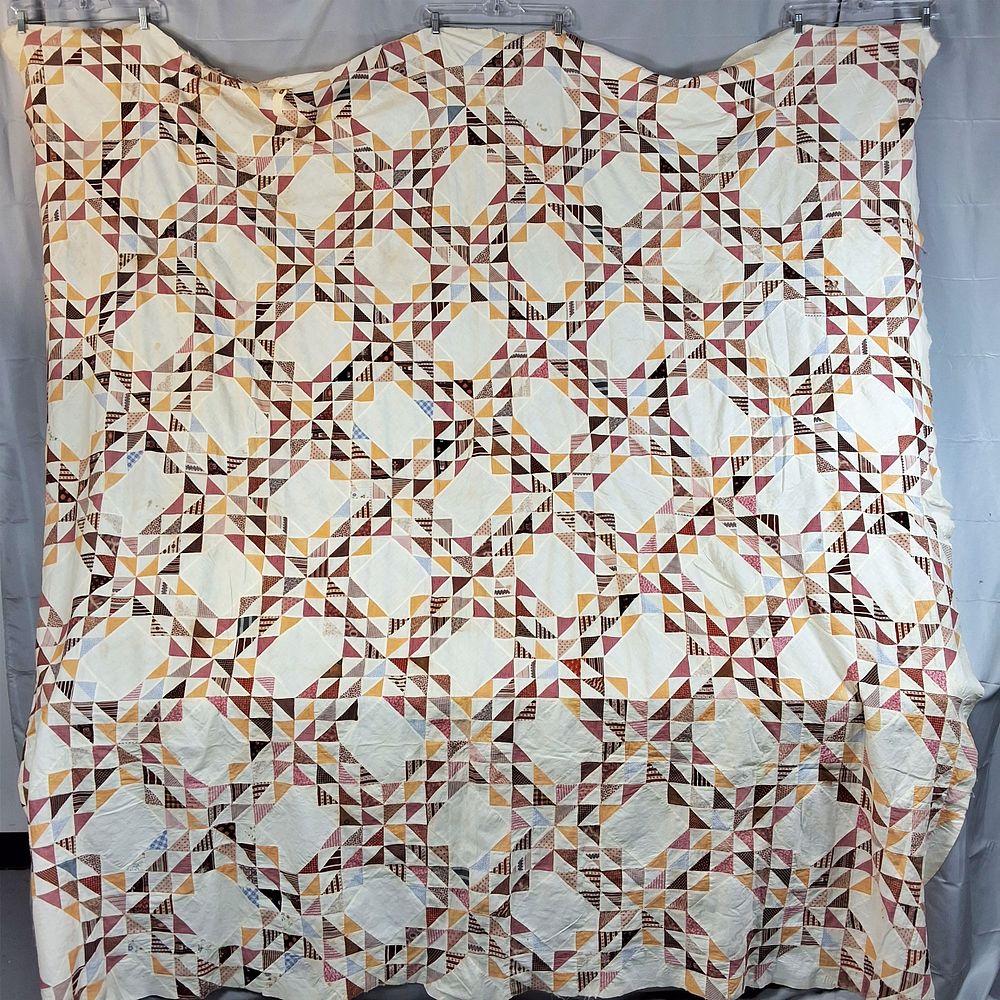 Lot 192: Antique c1870 Ocean Waves Quilt Top