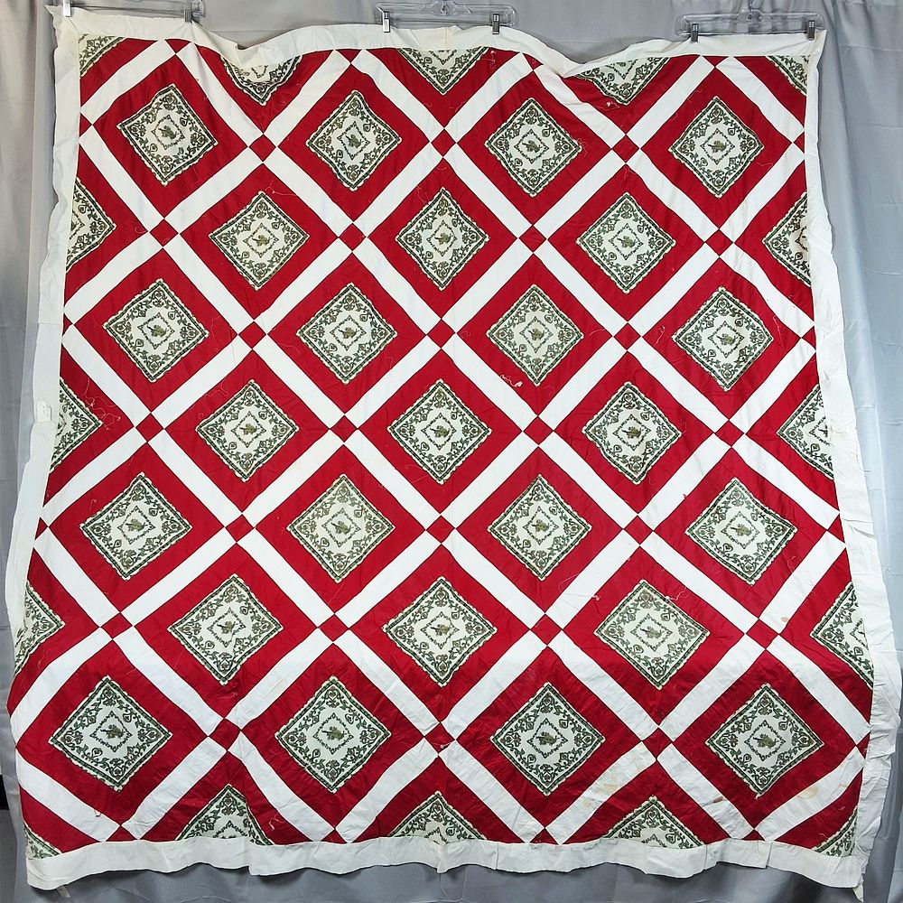 Lot 195: Vintage c1960 On Point Quilt Top