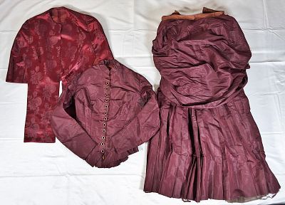 Antique 1884 Burgundy Wedding Dress. Wedding dress from 1884 that belonged to Sarah Frederick 