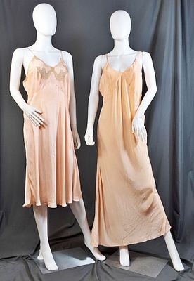 2 Vintage c1930s Pink Slips. 2 vintage 1930s pink slips made from silk. By Symphonie is a sz50 