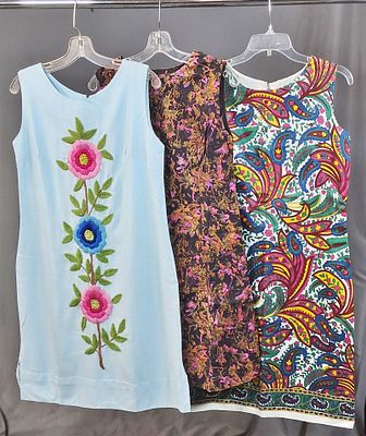 3 Vintage c1960s Sleeveless Midi Dresses. Vintage paisley printed cotton midi dress that is 
