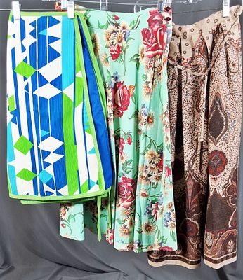 3 Vintage Patterned Skirts. Vintage skirts from the 1940s, 1960s, and the 1970s. A 1960s skirt 