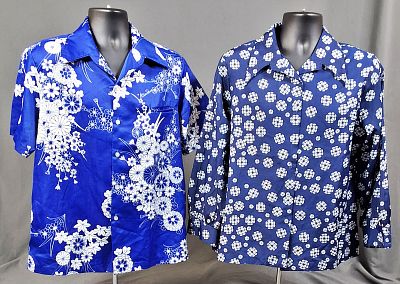 2 Vintage Men's Shirts - Hawaiian. Vintage dark blue button up shirt by Lady Queen sz 32. The 