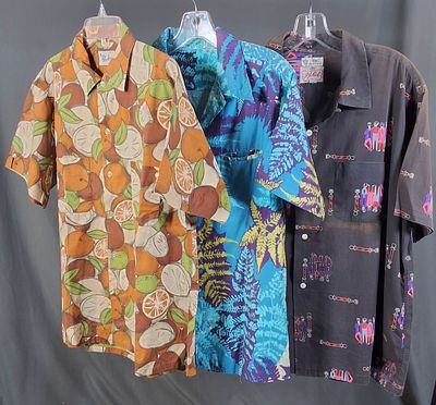 3 Vintage c1960s Men's Shirts. Vintage A shirt by Blocks sz Medium (15-15.5) with a repeating 