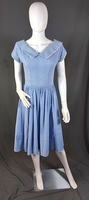 Vintage c1950s Gingham Blue Dress. This blue gingham dress is made from cotton and it is by 