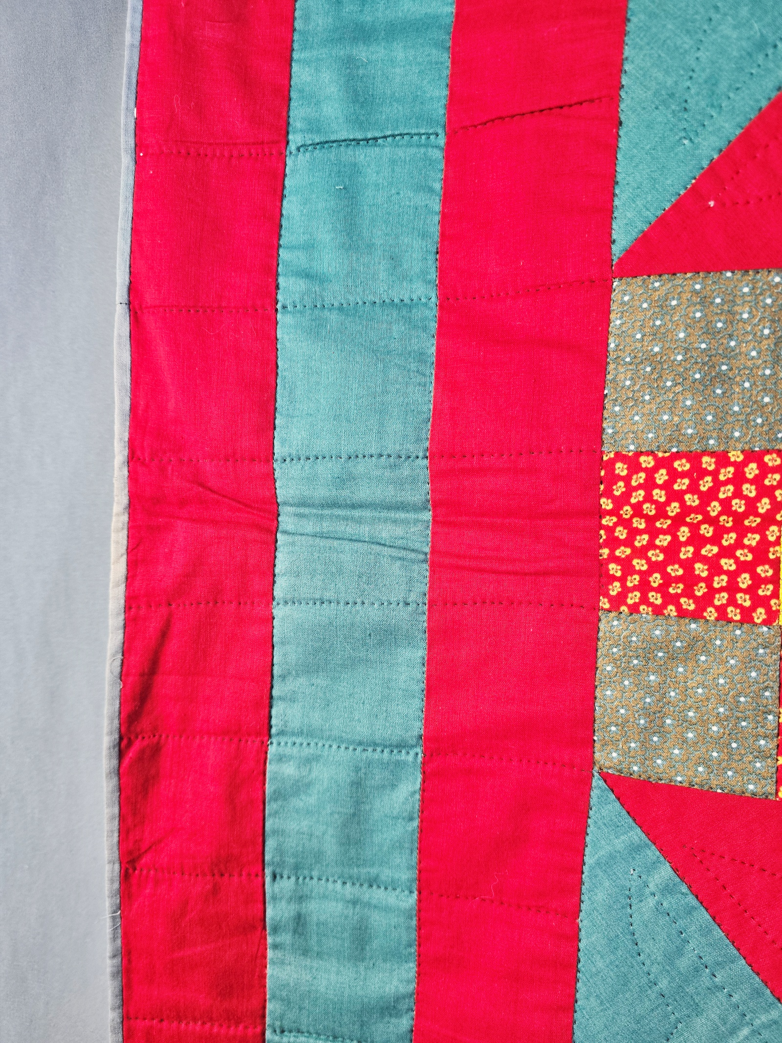 Antique c1900 9 Patch Quilt in Flying X