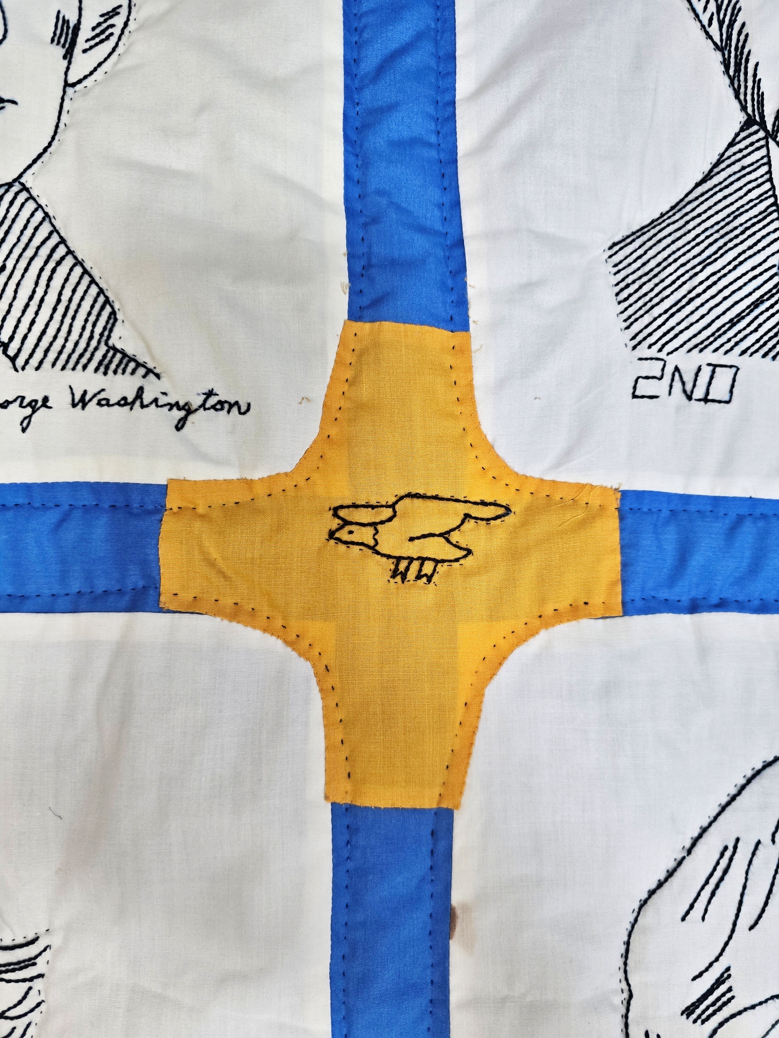 Vintage 1980 Presidents Embroidered Quilt