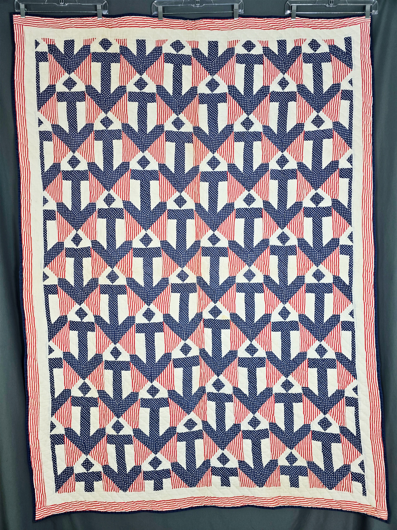 Vintage c1940 Patriotic Anchors Aweigh Quilt