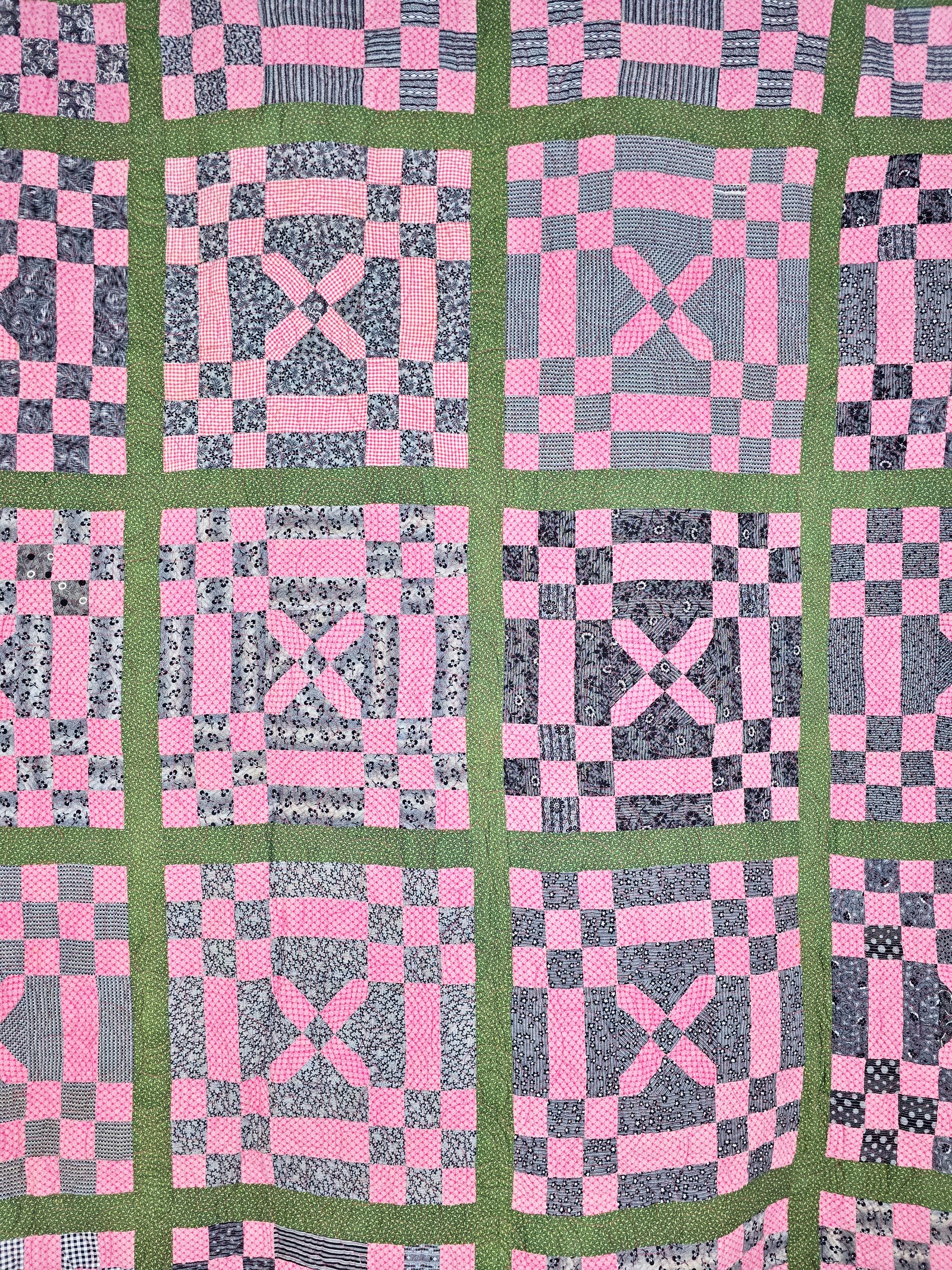 Antique c1890-2010 Cheesebox Quilt Variation