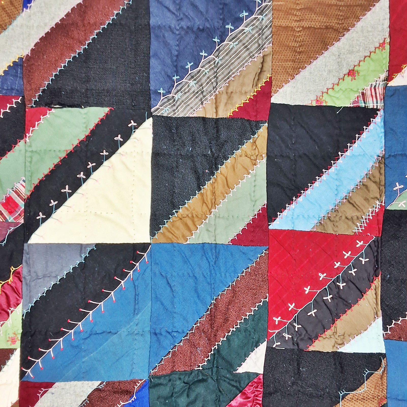 Antique c1920 Wool Roman Stripe Quilt