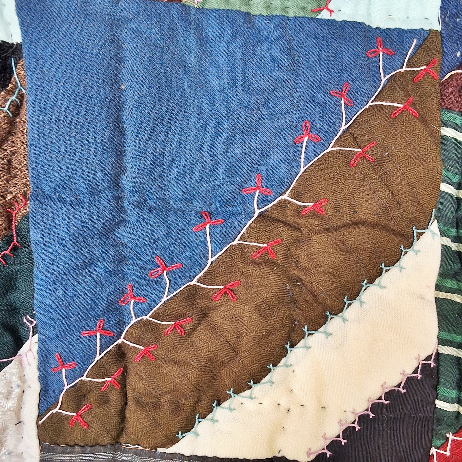 Antique c1920 Wool Roman Stripe Quilt