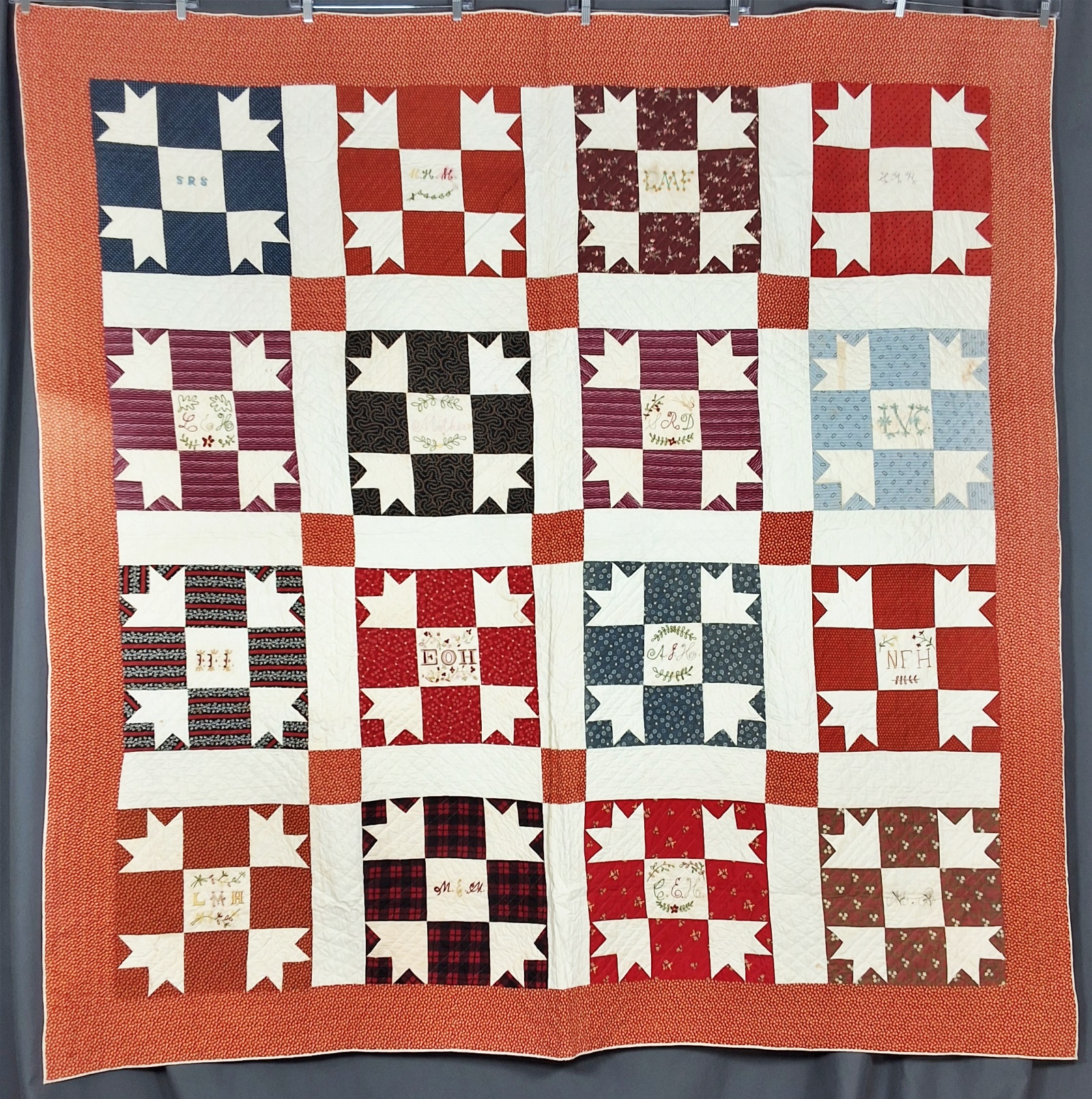 Antique c1890 Goose Tracks Friendship Quilt