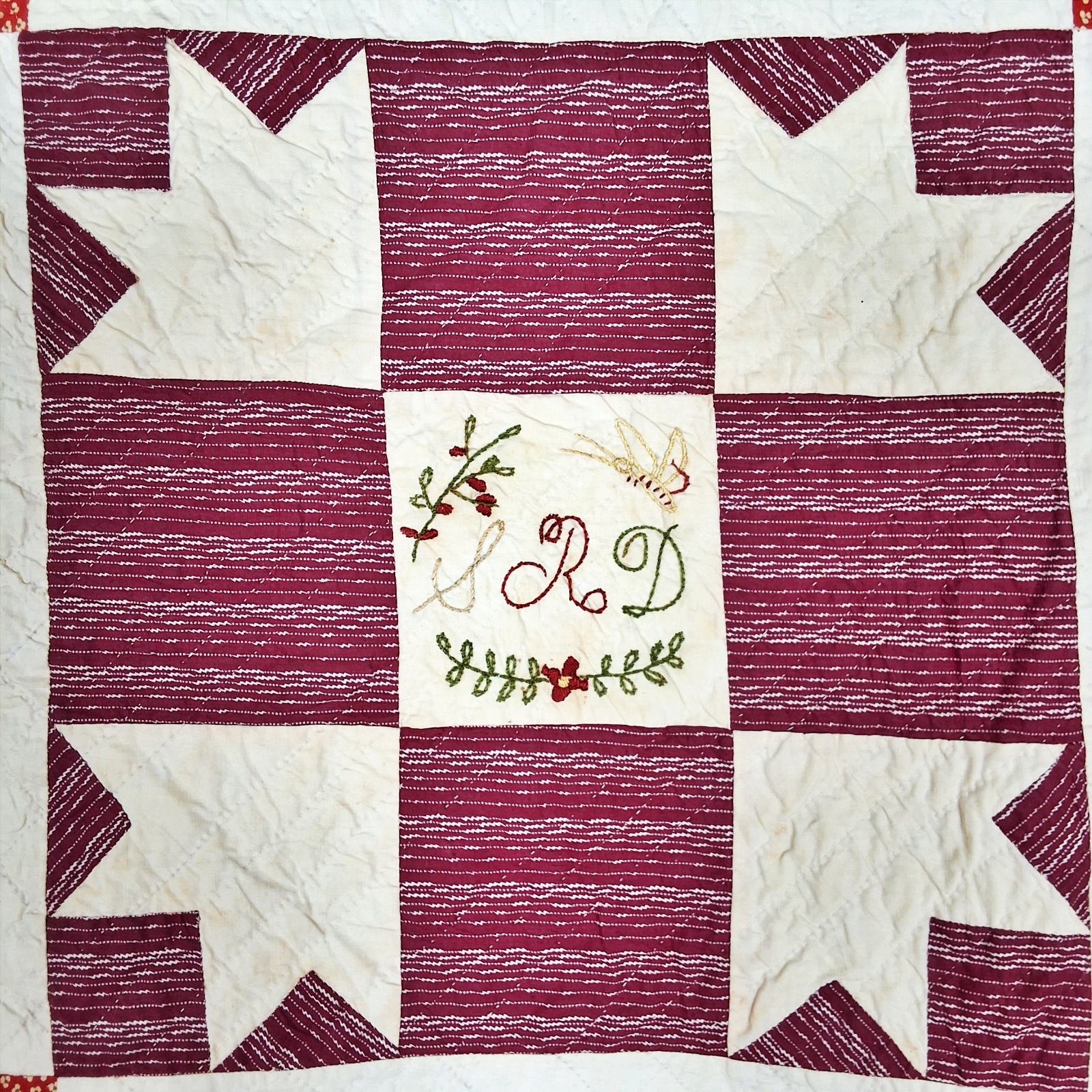 Antique c1890 Goose Tracks Friendship Quilt