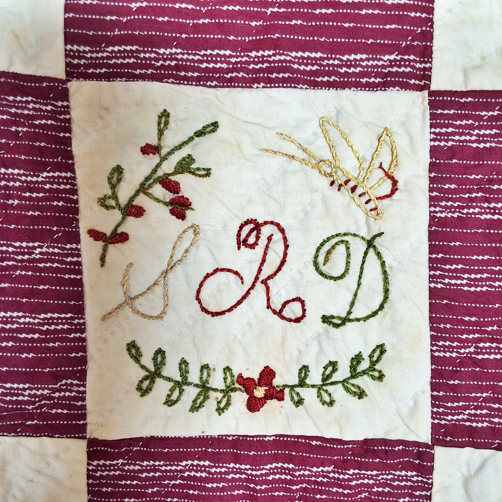 Antique c1890 Goose Tracks Friendship Quilt